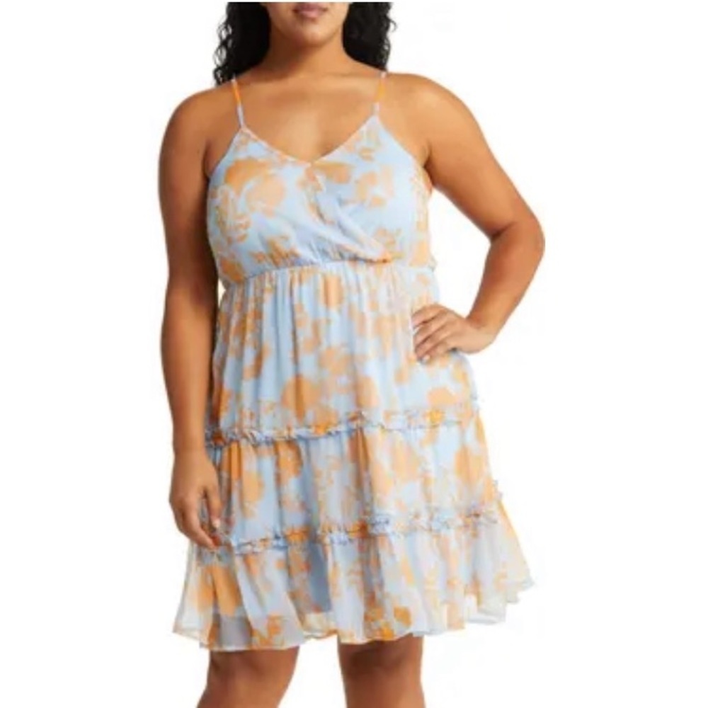 3.  Vero Moda Curve Kaya Sleeveless Ruffle Trim Dress in Blue Bella, Size 18W